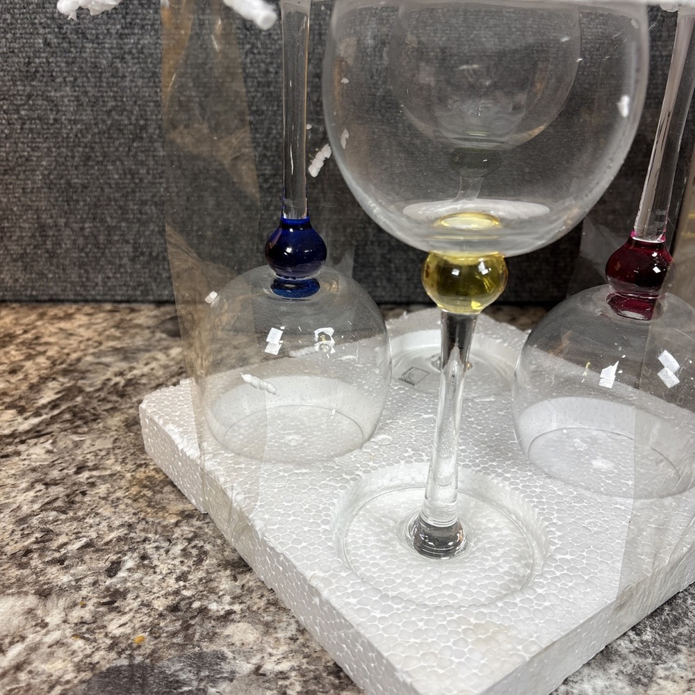 Vtg~Circleware~New Yorker~3-Piece~15 oz Wine Goblets w/Luster Ball~NIB - Picture 4 of 4